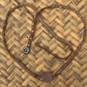 Beautiful rose quarts crystal long necklace/belt